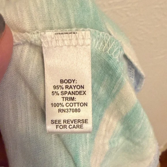 📛📛📛BOGOHO📛📛📛Cato Aqua and Navy Striped Hi-Low Tank Top - Picture 6 of 7